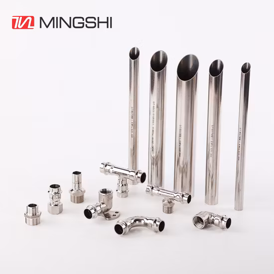 Materiais de encanamento Mingshi, aquecimento de piso e sistema de abastecimento de água, prensa tipo V, tubo de aço inoxidável