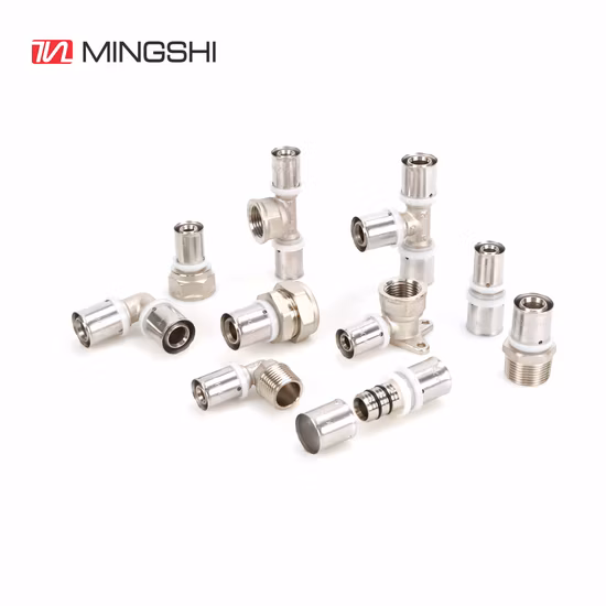 Materiais de encanamento Mingshi Aquecimento do piso Fornecimento de água Pexalpex Pipe Fittingu, Th, Multijaw com marca d'água/Acs/Aenor Certificado Reduzido Tee Press Acessórios de latão